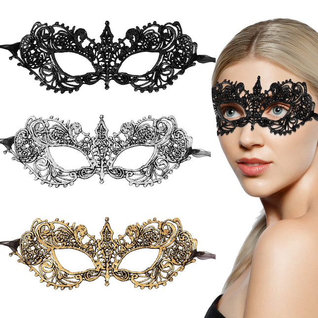 3-osalised maskid, pitsist ballimask, karnevali Veneetsia poolmask, seksikas pitsist silmamask, maskiballi maskid kostüümipeoks, naised, tüdrukud, daamid, paarid, halloweeni karneval