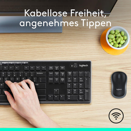 Logitech MK270 Combo Keyboard and Wireless Mouse with Wireless Nano Receiver (QWERTZ- German Keyboard Layout) Black