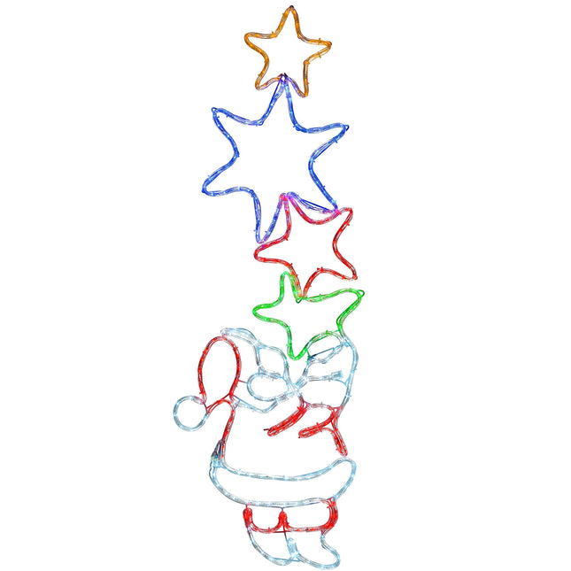 WeRChristmas 127 cm tall, Santa Claus motif with 4 Star LED light chain, silhouette, Christmas decoration