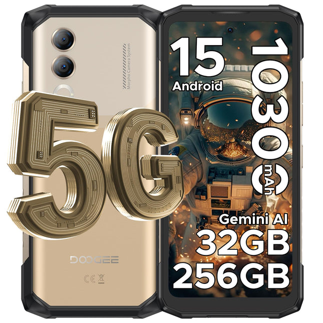 DOOGEE Blade 20 Turbo 5G AI Android 15 Outdoor Handy Ohne Vertrag, 10300mAh/33W, 32GB+256GB/TF 2TB Outdoor Smartphone, 50MP AI Kamera, 6.6" IPS Display, 3 Karten Dual 5G SIM/ IP68/ NFC/GPS/Face ID/OTG