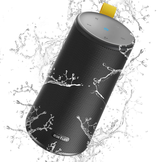 EarFun UBOOM Bluetooth Speaker, 24W Deep Bass, 360° Stereo Sound, IPX7 Water Resistant, Mini Music Box, Portable, USB-C Fast Charging, Wireless Speaker, 16 Hours Playtime for Indoor and Outdoor Use