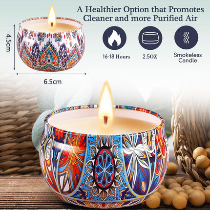 BEYAOBN Scented Candle Set Flower Aroma Candles 9 Piece Gift Set, Scented Candle Set, Natural Soy Wax Aromatherapy Candles Christmas Candles for Mother Bath Birthday Yoga Anniversary Women Gifts