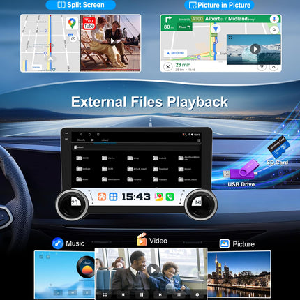 URVOLAX autoraadio ekraaniga Android 13, 10,1-tolline 1 DIN DAB+ Android Auto raadio Apple Carplay ekraan puutetundliku ekraaniga navigatsiooniga Bluetooth 5.4, juhtmevaba automäng nuppudega Mirrorlink FM RDS SWC EQ