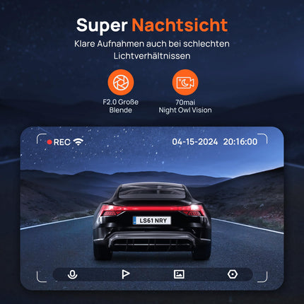 70mai 2K WiFi videoregistraator autodele M310, 1296P WDR autokaamera, öönägemine, 24-tunnine parkimise jälgimine rakenduse juhtimisega, tsükli salvestus, kokkupõrke tuvastamine, max 256 GB