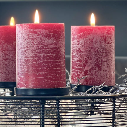 Brandsseller pillar candle set of 4 7x7.5 cm Christmas candle Advent wreath Bordeaux