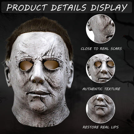 SHOWHEEL Halloween Kills Mask, Latex Horror Killer Masks Scary Cosplay, with Bloody Knife, Full Head Halloween Face Masks, Horror Face, Horror Cosplay Mask for Halloween/Carnival/Theme/Party