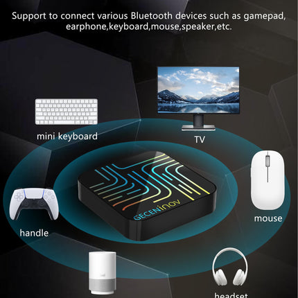 GECENinov Android TV Box, nutiteleri karp 10.0, 2 GB RAM 16 GB ROM, kõrglahutusega 6K voogedastustelevisiooni karp, telekast H616 protsessoriga, toetab 2.4G/5G kahekordset WiFi-ühendust, Bluetooth 5.0 ja 10/100M Etherneti