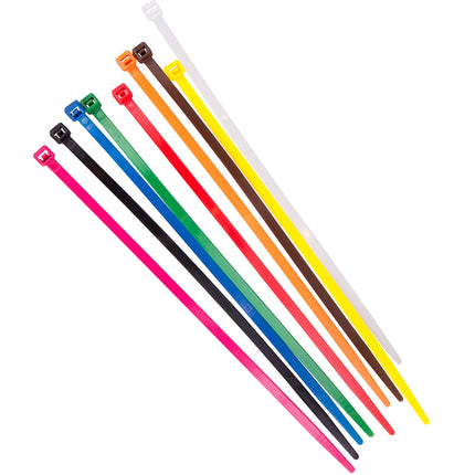 GRIP Eventbasics cable tie set, 450 pieces (50 pieces/color) 4.8 x 200 mm, nylon-polyamide, self-extinguishing, colors: black, white, yellow, orange, red, pink, green, blue, and brown