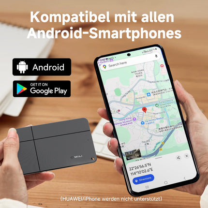 MiLi MiCard Wallet Tracker for Android, Wireless Rechargeable Smart Tracking Card with NFC Digital Business Card, Compatible with Google Find My Device APP (Android ONLY), for Suitcases/Bags