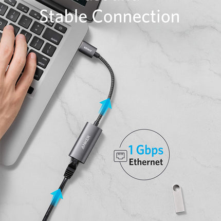 Anker PowerExpand USB 3.0 gigabaidise Etherneti adapter, alumiiniumist, kompaktne, USB-A adapter, mis ühildub MacBook Pro 2015, MacBook Air 2017 ja teistega