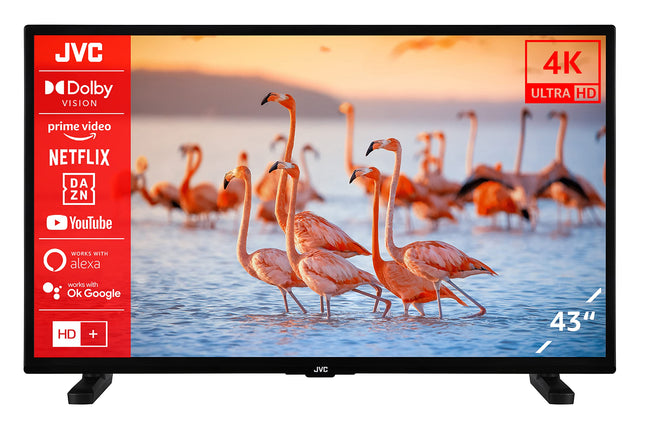 JVC LT-43VU2256 43-tolline televiisor/nutiteler (4K Ultra HD, HDR Dolby Vision, kolmekordne tuuner, Dolby Atmos) – sisaldab 6 kuud HD+ [2023]