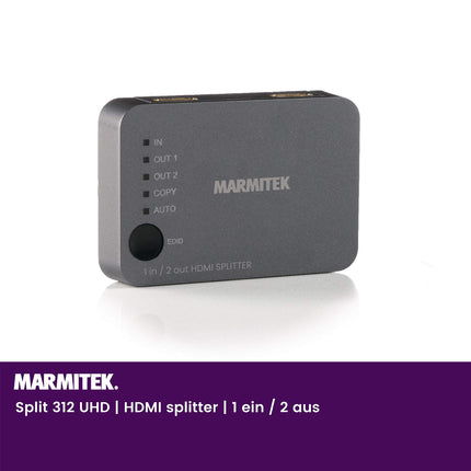 HDMI jaotur 4K60 - Marmitek Split 312 UHD - 1 sisend / 2 väljundit - Ultra HD - 4K60 - HDMI jaotur - 3840 x 2160 60Hz - HDCP 2.2 - EDID-lüliti - sisseehitatud võimendid