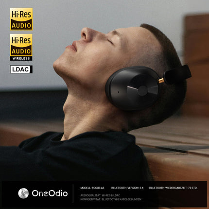 OneOdio A5 kõrvaklapid, juhtmevabad Bluetooth-kõrvaklapid, hübriidne aktiivne mürasummutus, kõrglahutusega LDAC-heli, 75-tunnine aku, Bluetooth 5.4, selged kõned, mängurežiim, kiire laadimine arvuti reisimiseks, kodukontoriks