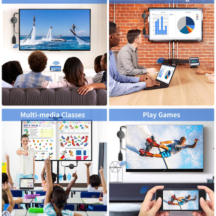 Wireless HDMI Dongle TV 4K, Wireless Smart Media Player Streaming, Screen Casting for Miracast/iOS/Mac OS/Airplay/Android/Windows/DLNA, to HDTV, Monitor, Projector