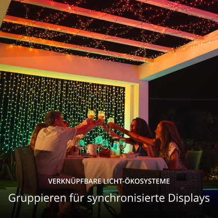 Twinkly Strings 600 LED RGB+ White, LED String Lights, Smart LEDs for Indoor and Outdoor Use, Compatible with Alexa and Google Home, IP44, App Control, Black Cable, 48m