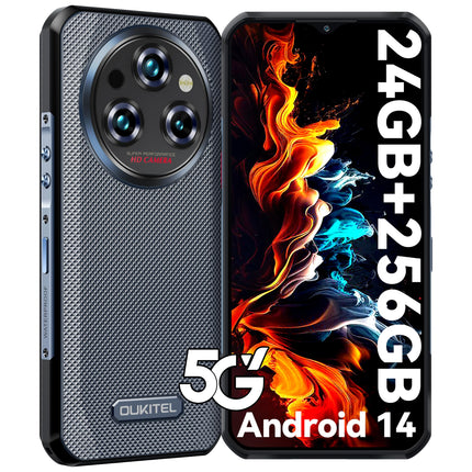 OUKITEL WP35 õuemobiiltelefon 5G - 11000mAh õues kasutatav nutitelefon ilma lepinguta Android 14, 24 GB RAM + 256 GB ROM ehitusplatsi mobiiltelefon 6,6 tolli, 64MP + 32MP + 8MP öise nägemisega kaamera, NFC / GPS / sõrmejälg / näotuvastus