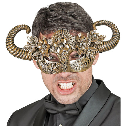 W WIDMANN MILANO Party Fashion - Eye mask ram with horns, animal mask, ram, carnival accessory