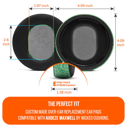 WC Freeze Maxwell – Cooling Gel Ear Cushions for Audeze Maxwell Headphones by Wicked Cushions – Increase comfort, durability, thickness, and sound isolation for epic gaming sessions | Emerald Tide