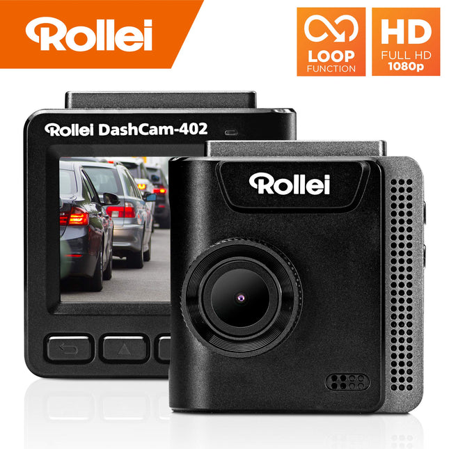 Rollei Dashcam 402 GPS-i ja G-anduriga | Seadustele vastav esikaamera autole | 1080p Full HD | Autokaamera jälgimiseks ja parkimise jälgimiseks | Videoregistraator silmusfunktsiooniga