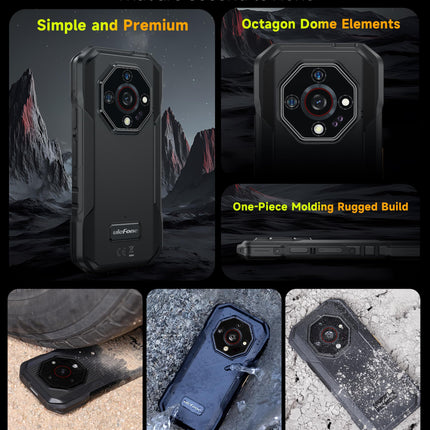Ulefone Armor X32 Pro 5G õuenutitelefon 2025, 16GB+256GB/SD-2TB Android 14 koos särava taskulambiga 64MP+16MP+25MP kaamera 5.65” 5500mAh mobiiltelefon 3 pesa/sõrmejäljelugeja/näotuvastuse/GPS/OTG/NFC must