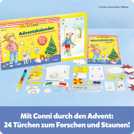 FRANZIS 67207 - My Friend Conni Advent Calendar, 24 experiments for the Christmas season, for children ages 5 and up