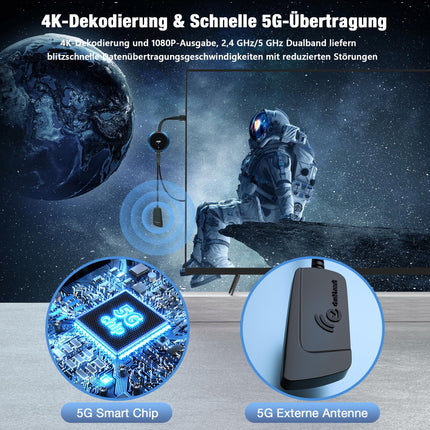 AIMIBO traadita HDMI 2 saatja ja 1 vastuvõtja, HDMI traadita mitu saatjat 165FT/50M, 4K dekodeerimine 5G video- ja helivoogedastus HDMI raadioedastus sülearvuti/DSLR-kaamera/TV-boksi/PC/telefoni ja teleri/monitori/projektori vahel