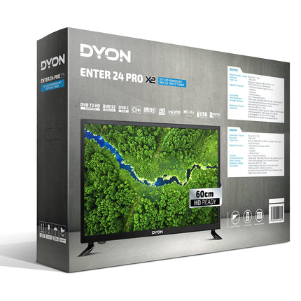 DYON Enter 24 Pro X2 – 60 cm (24-tolline) televiisor (kolmekordne tuuner (DVB-C/-S2/-T2), hotellirežiim, USB-meediapleier)