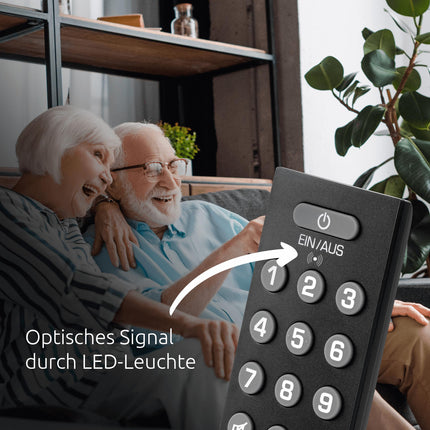 TechniSat ISIZAPPER Universal – Learning remote control for seniors with extra-large buttons and LED signal light for visual confirmation