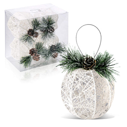 ZHYI Christmas Tree Decorations, 4 Pack White Pine Cones Rattan Christmas Tree Ornament Xmas Trees Wedding Party Decorations