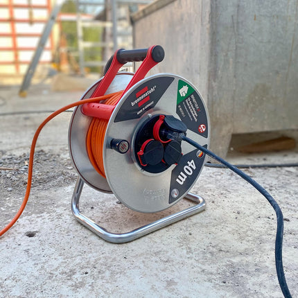 Brennenstuhl Garant S V2 IP44 cable reel (40m cable in orange) and Brennenstuhl BREMAXX® extension cable V2 (25m cable in orange, IP44, usable down to -35°C, oil and UV resistant)