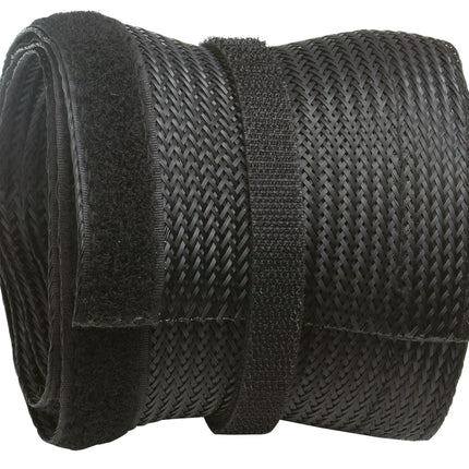 RICOO cable duct black 200cm long x 8.5cm wide Z9085B-2 cable sleeve resealable with velcro cable guide cable management