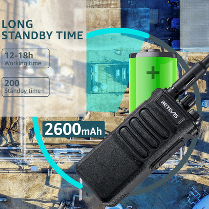 Retevis RT86 pikamaa kahesuunalised raadiosaatjad, professionaalne kõrgjõudlusega raadiosaatja, 2600 mAh, VOX, laetav raadiosaatja kooli, ehitusplatsi ja tehase jaoks (4 tk pakis)