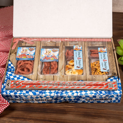 WURSTBARON® salaami südametega suupistekinkekarp, mis sisaldab 7 eriti maitsvat salaamit ja suupisteid, Krakówi stiilis vorst, Baieri kvaliteet, 390g