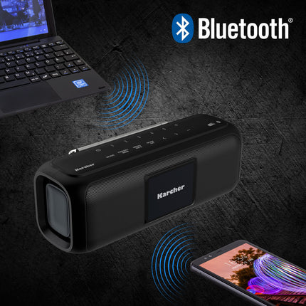 Karcher DAB Go portable Bluetooth speaker &amp; digital radio DAB+ / FM radio with 2.4" color display/alarm clock / 5 watt stereo sound/USB-C/rechargeable battery, black