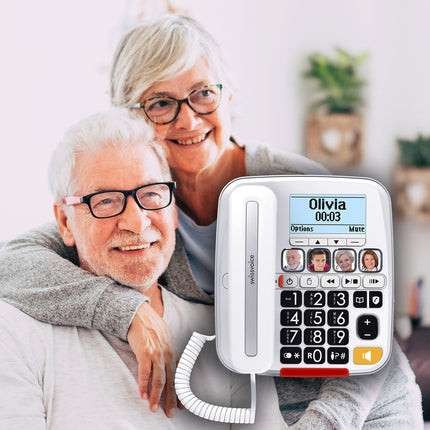 SWISSVOICE - Xtra 3355 Combo - DECT - Juhtmega lauatelefon + Juhtmeta telefonitoru - Suured nupud - Automaatvastaja - Helivõimendi - Kuuldeaparaatidega ühilduv - Kõnede blokeerimine - Valge