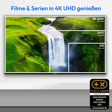 MEDION X15517 (MD 31642) 138,8 cm (55-tolline) televiisor (nutiteler, 4K Ultra HD, HDR, VIDAA Store, Netflix, Prime Video, Disney+, DAZN, Paramount+, HbbTV, PVR, Bluetooth)