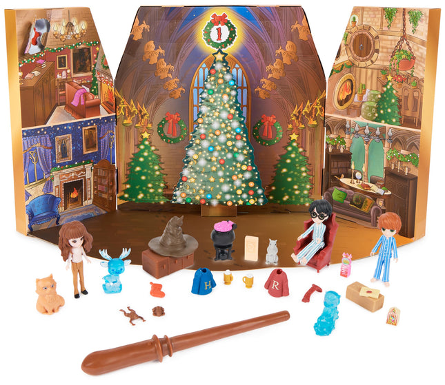 Wizarding World Harry Potteri maagiline miniadvendikalender 2023 minivõlukepiga, 3 figuuri ja muude üllatustega, mänguasi lastele vanuses 6 aastat ja vanemad, fännikaup