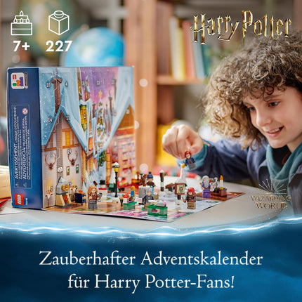 LEGO 76418 Harry Potteri advendikalender 2023, jõulukalender 24 kingitusega, sh 18 Hogsmeade'i minimudelit ja 6 minifiguuri, näiteks Hermione Granger ja Draco Malfoy, jõulumänguasi