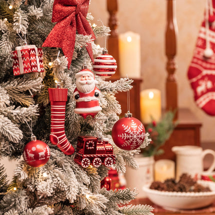 Valery Madelyn Christmas Tree Ornament Kit, 155 ct Red and White Shatterproof Christmas Tree Decorations Bulk, Traditional Hanging Ball Ornaments for Christmas Trees, Holiday Party Decoration