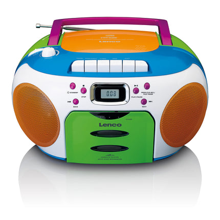 Lenco SCD-971 - Children's Radio - Cassette Radio with CD - CD Radio - Cassette Player - Stereo Speakers - Headphone Jack - Track Memory - Multicolored