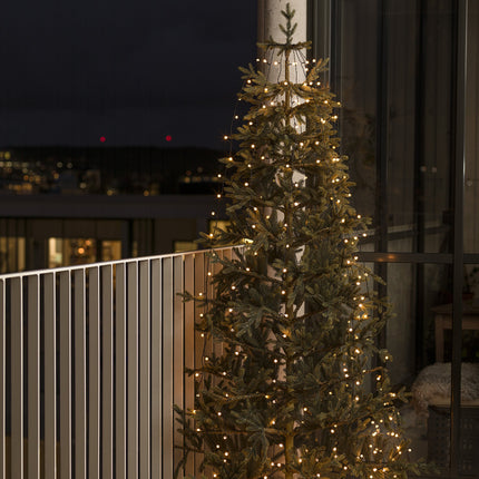 Konstsmide, 6327-800, LED tree jacket with ring 11, with globes, 8 strands of 30 diodes each, pre-assembled, 240 amber diodes, 24V external transformer, black cable gold 240 LEDs