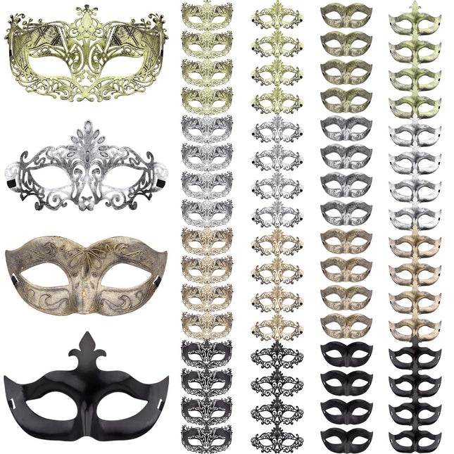 FEQO 64 tükki maskeraadimaske, vintage antiikseid Veneetsia maske, silmamaskid maskeraadipeo festivaliks, Canival Mardi Gras