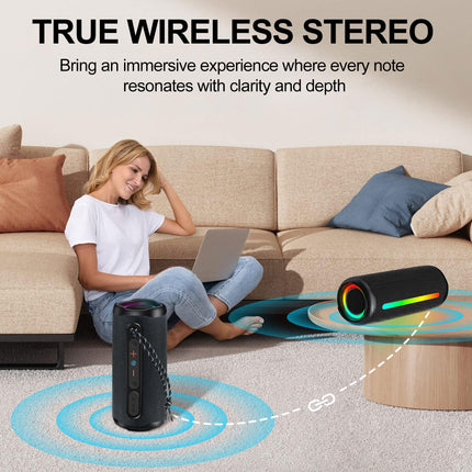 KingSom Bluetooth Speaker with Light, Portable Bluetooth 5.3 Music Box with Enhanced Bass, Waterproof Bluetooth Music Box with 24h Battery, Portable Bluetooth Speaker for Outdoors, Travel