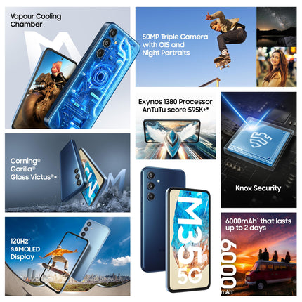 Samsung Galaxy M35 5G 6GB/128GB tumesinine kahe SIM-kaardi pesa SM-M356B