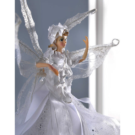 WeRChristmas Christmas tree angel, ceramic head and hands, silver, 33 cm