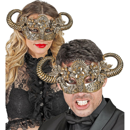W WIDMANN MILANO Party Fashion - Eye mask ram with horns, animal mask, ram, carnival accessory