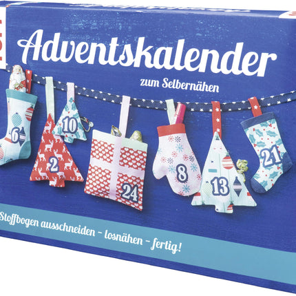 Advent calendar for sewing yourself: fabric with printed pattern and instructions for a homemade Advent calendar to hang up and fill