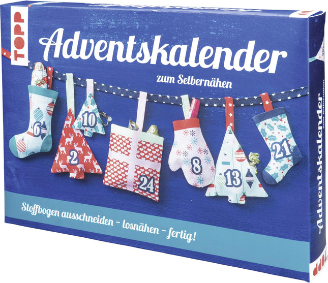 Advendikalender iseõmblemiseks: trükitud mustriga kangas ja juhised omatehtud advendikalendri riputamiseks ja täitmiseks