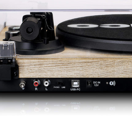 Lenco LBT-188 plaadimängija - Bluetooth-plaadimängija - rihmülekanne - 2 kiirust 33 ja 45 p/min - libisemisvastane - vinüüli MP3-ks teisendamine - pruun mänd