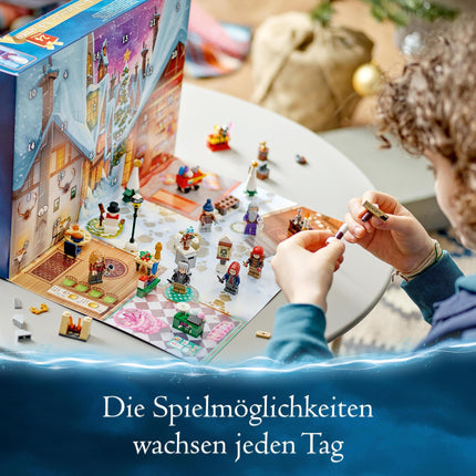 LEGO 76418 Harry Potteri advendikalender 2023, jõulukalender 24 kingitusega, sh 18 Hogsmeade'i minimudelit ja 6 minifiguuri, näiteks Hermione Granger ja Draco Malfoy, jõulumänguasi